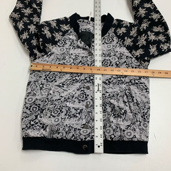 Free People Jacket Womens S Small Floral Bomber Snap Button Satin Lined Pockets - Picture 13 of 16